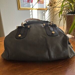 Gucci Charcoal Leather Shoulder Bag with Gold Hardware